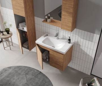 Orka Düden 65 Banyo Dolabı ( Kapaklı ) Odeon Beyaz Meşe ( Boy Dolabı Hariçtir )