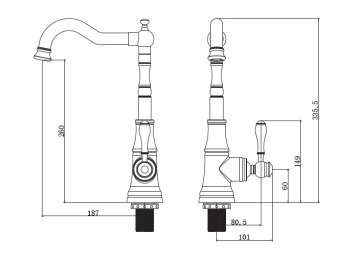 Orka Topkapı Eviye Bataryası TP 1478 C Krom