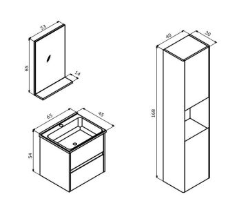 Orka Düden 65 Banyo Dolabı (Çekmeceli) Teak ( Boy Dolabı Hariçtir )