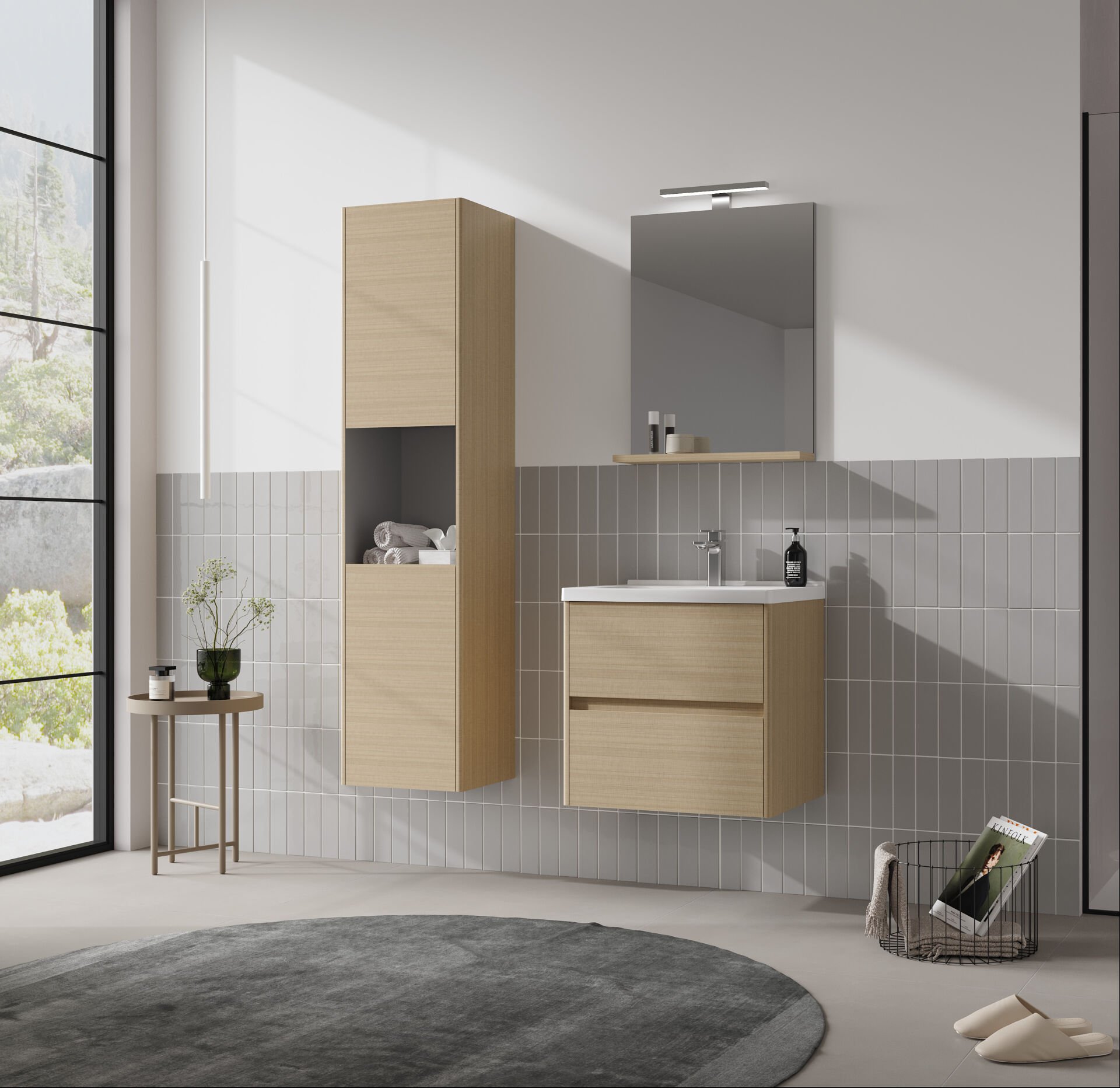 Orka Düden 65 Banyo Dolabı (Çekmeceli) + Boy Dolabı 40 Odeon Beyaz Meşe ( Boy Dolabı Dahildir )