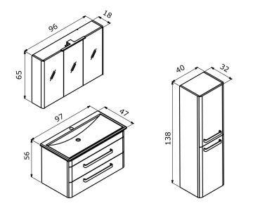 Orka Rose 100 Banyo Dolabı Kaşmir ( Boy Dolabı Hariçtir )
