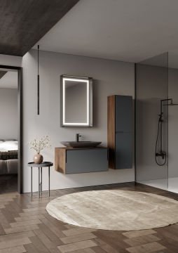 Orka Craft 80 Banyo Dolabı + Boy Dolabı 40 Meşe / Mat Antrasit ( Boy Dolabı Dahildir )