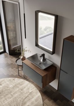 Orka Craft 80 Banyo Dolabı + Boy Dolabı 40 Meşe / Mat Antrasit ( Boy Dolabı Dahildir )