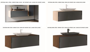 Orka Craft 80 Banyo Dolabı + Boy Dolabı 40 Meşe / Mat Antrasit ( Boy Dolabı Dahildir )