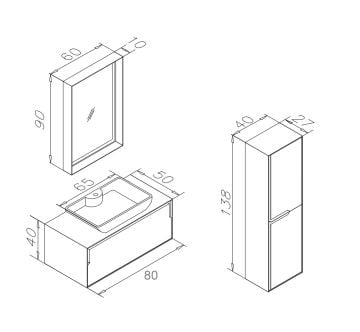 Orka Craft 80 Banyo Dolabı Meşe / Mat Antrasit ( Boy Dolabı Hariçtir )