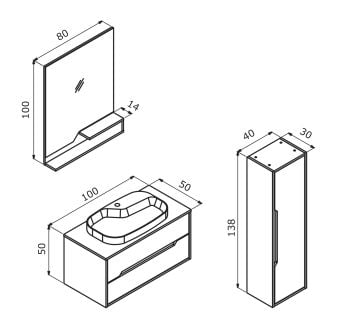 Orka Galia 100 Banyo Dolabı Lidya ( Boy Dolapları Hariçtir )