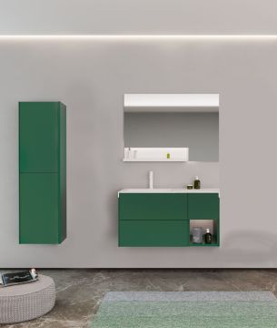 Orka Milano 120 Banyo Dolabı + Boy Dolabı 42 Yeşil ( Boy Dolabı Dahildir ) Mat Antrasit Lake