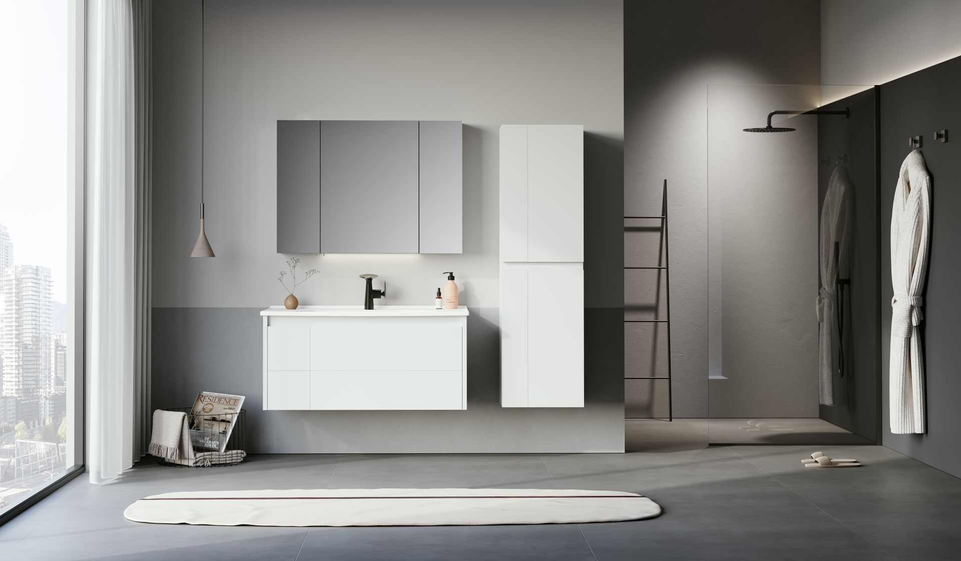 Orka Likya 100 Banyo Dolabı + Boy Dolabı 40 Beyaz (Boy Dolabı Dahildir)