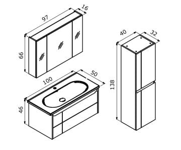 Orka Likya 100 Banyo Dolabı Beyaz (Boy Dolabı Hariç)