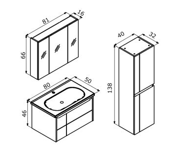 Orka Likya 80 Banyo Dolabı Beyaz (Boy Dolabı Hariç)