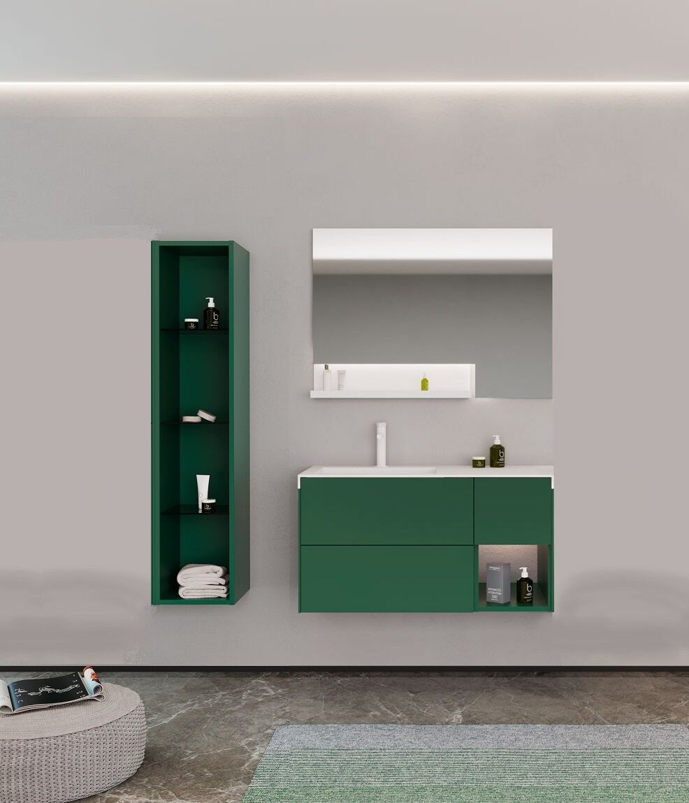 Orka Milano 100 Banyo Dolabı + Boy Dolabı 30 Yeşil ( Boy Dolabı Dahildir )