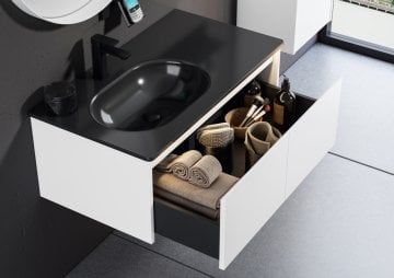 Orka Lisbon 110 Banyo Dolabı Antrasit (Style 65x75 Led Aynalı) (Etajer Hariç) (Boy Dolabı Hariç)