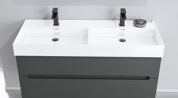 Orka Malta 120 Banyo Dolabı (Çift Lavabolu) (Büyüteçli Led Aynalı) Antrasit (Boy Dolabı Hariç)