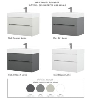 Orka Malta 100 Banyo Dolabı (Büyüteçli Led Aynalı) Antrasit (Boy Dolabı Hariç)