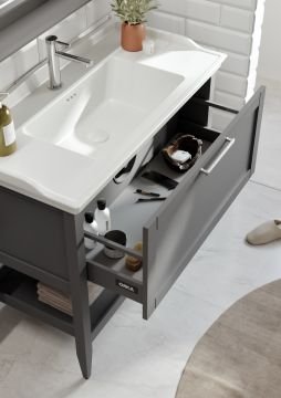 Orka Bastle 100 Banyo Dolabı + Boy Dolabı 48 Gri (Boy Dolabı Dahildir)