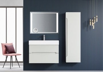 Orka Malta 80 Banyo Dolabı (Büyüteçli Led Aynalı) + Boy Dolabı 40 Kaşmir (Boy Dolabı Dahildir)