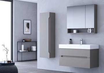 Orka Malta 80 Banyo Dolabı + Boy Dolabı 40 Gri (Boy Dolabı Dahildir) Mat Antrasit Lake