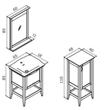 Orka Bastle 65 Banyo Dolabı + Boy Dolabı 48 Lacivert (Boy Dolabı Dahildir)