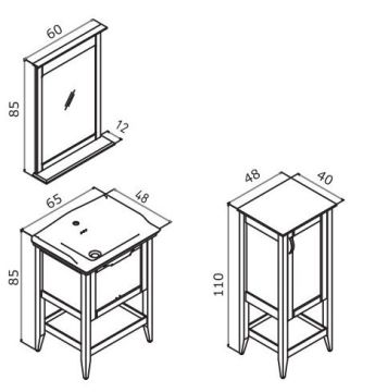 Orka Bastle 65 Banyo Dolabı Lacivert (Boy Dolabı Hariçtir)