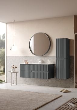 Orka Moonlight 120 Banyo Dolabı + Boy Dolabı 40 Antrasit ( Boy Dolabı Dahildir )