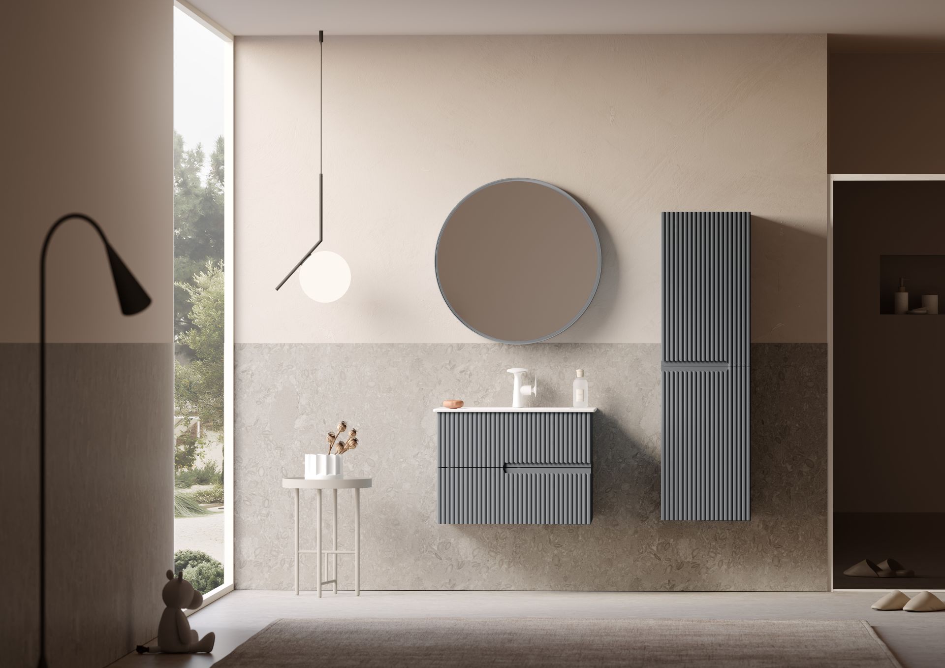 Orka Moonlight 70 Banyo Dolabı + Boy Dolabı 40 Gri ( Boy Dolabı Dahildir )