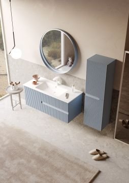 Orka Moonlight 120 Banyo Dolabı + Boy Dolabı 40 Açık Mavi ( Boy Dolabı Dahildir )